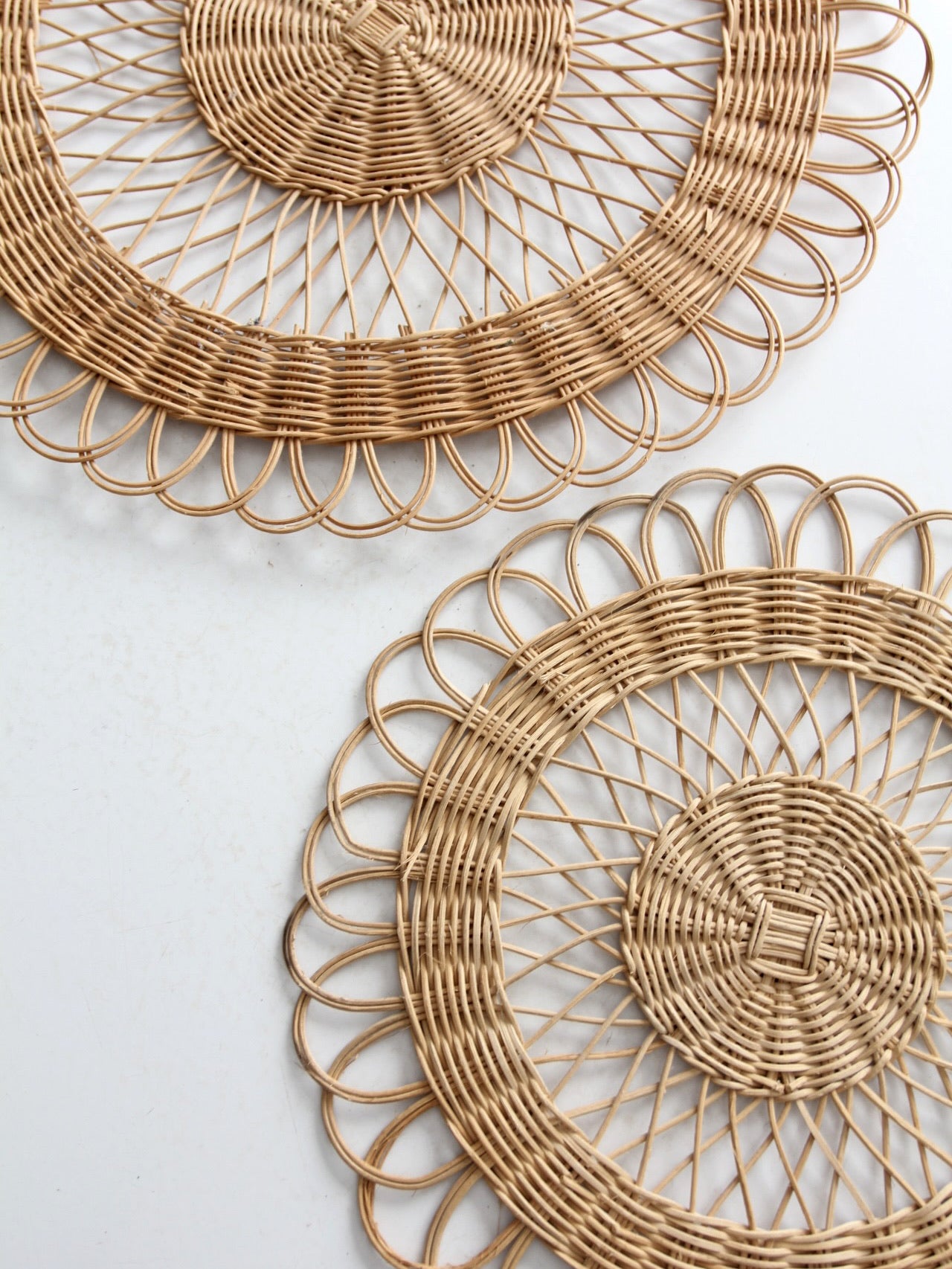 vintage rattan placemats pair