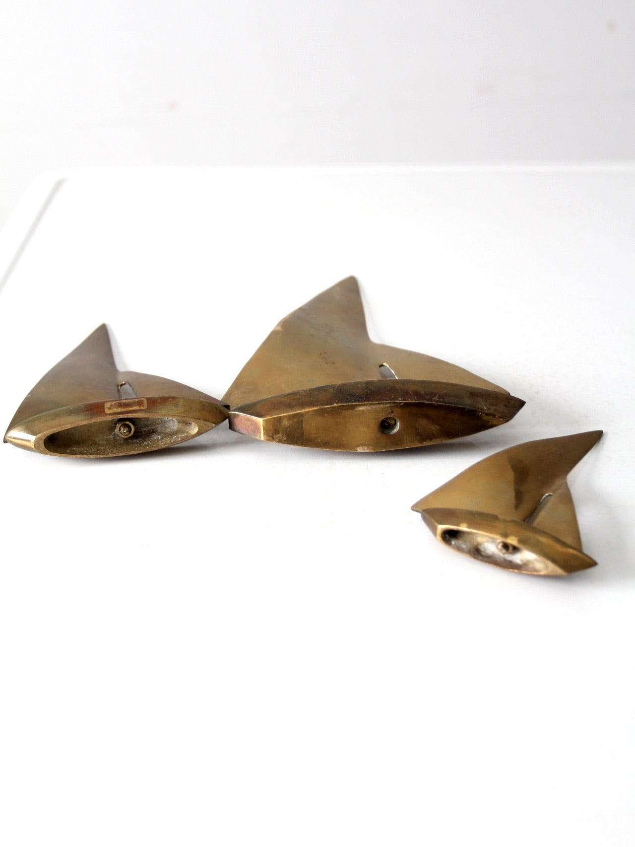 mid century brass sailboats set of 3