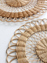vintage rattan placemats pair