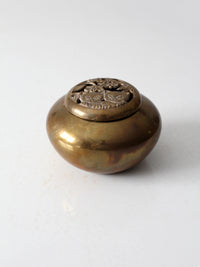 vintage brass bowl with kitten lid