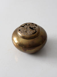 vintage brass bowl with kitten lid