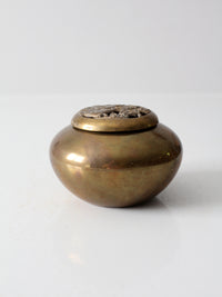 vintage brass bowl with kitten lid