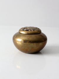 vintage brass bowl with kitten lid