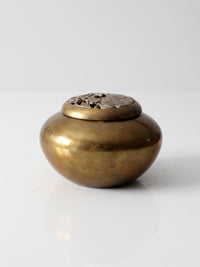 vintage brass bowl with kitten lid