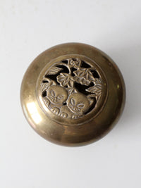 vintage brass bowl with kitten lid