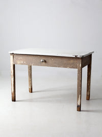 antique enamel top table with ironing board