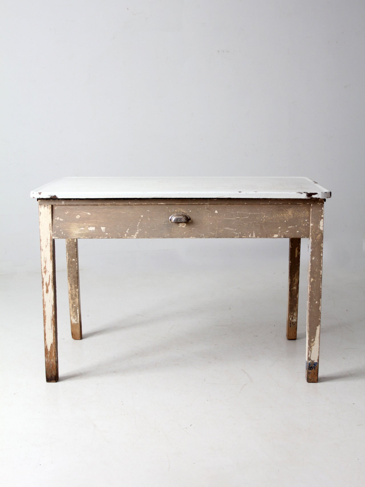 antique enamel top table with ironing board