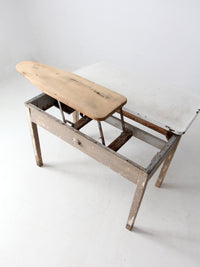 antique enamel top table with ironing board