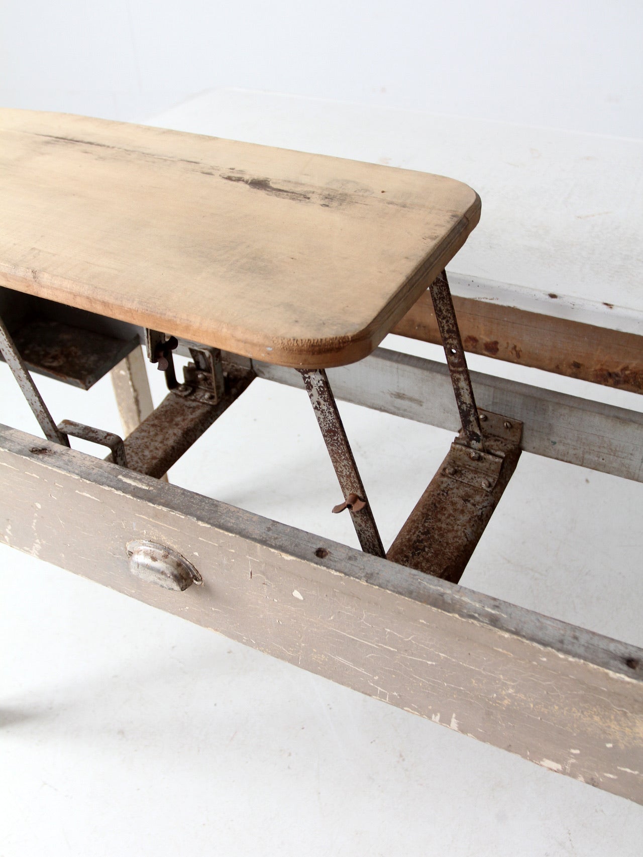 antique enamel top table with ironing board
