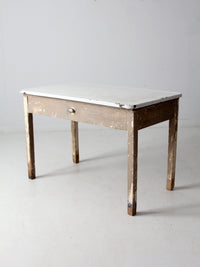 antique enamel top table with ironing board
