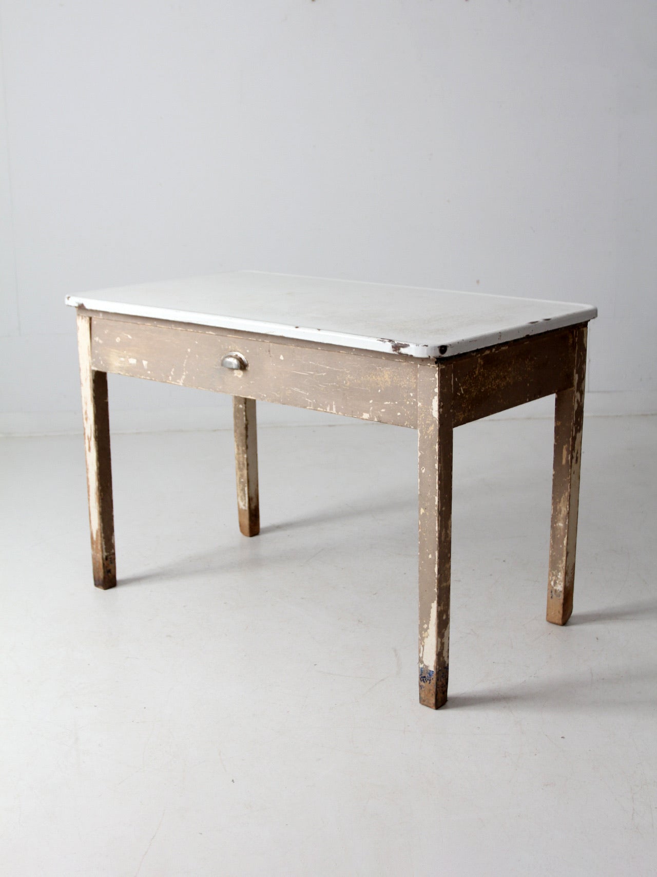 antique enamel top table with ironing board