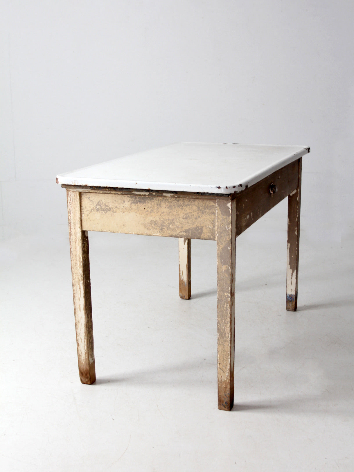 antique enamel top table with ironing board