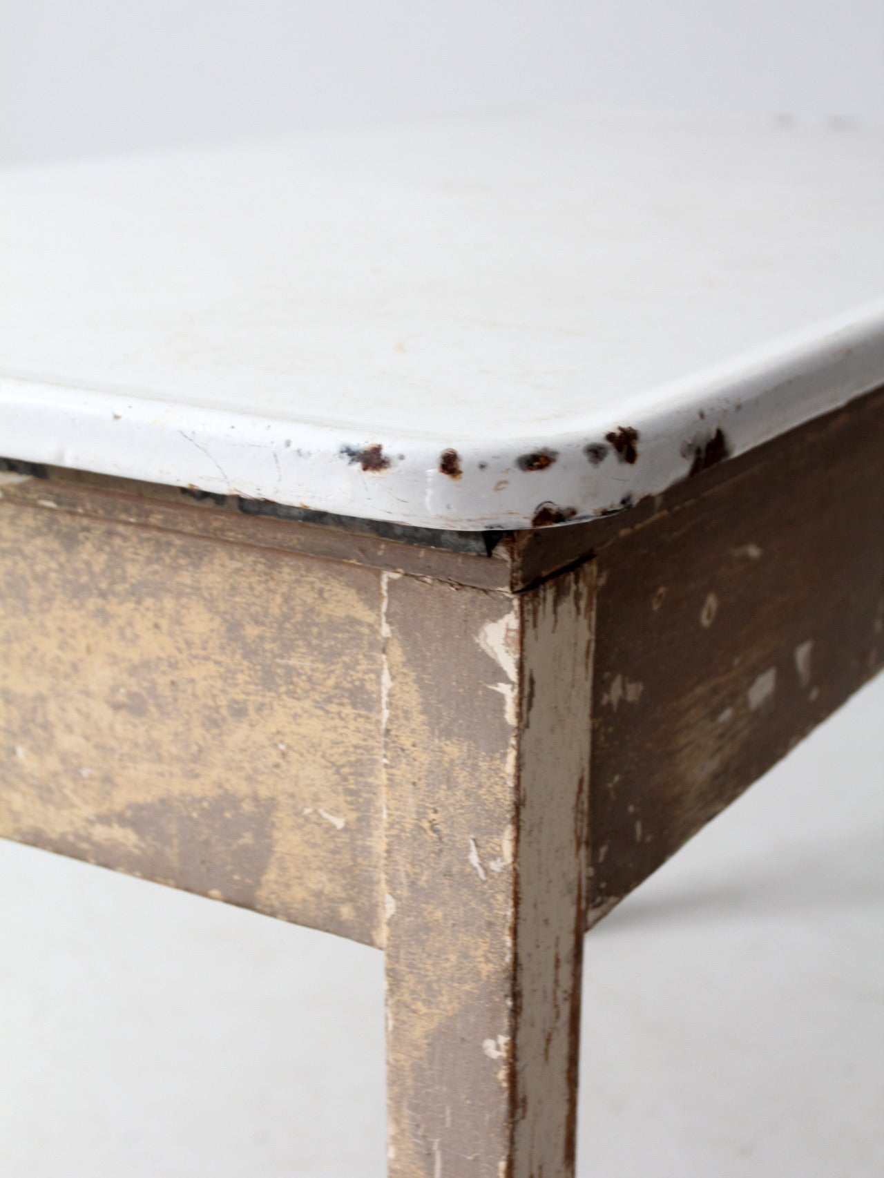 antique enamel top table with ironing board