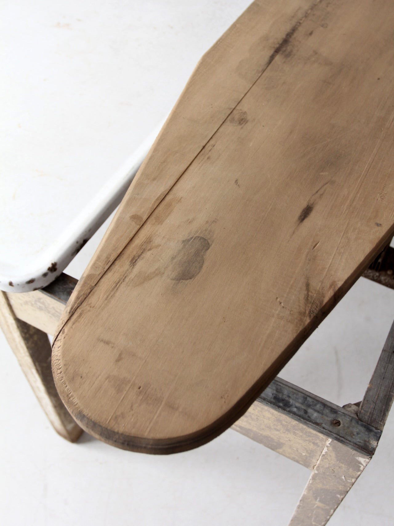 antique enamel top table with ironing board