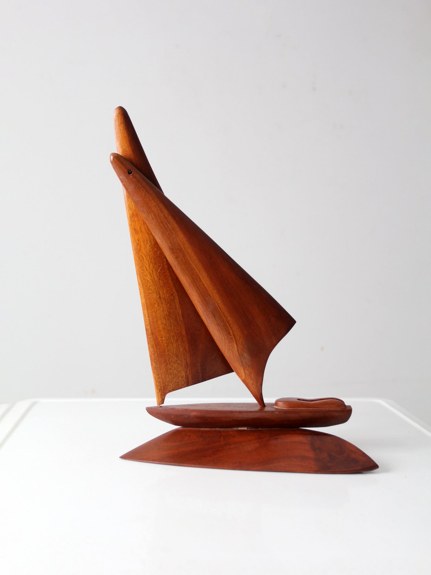 mid century wood sailboat sculpture