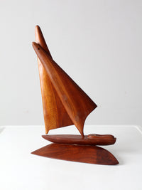 mid century wood sailboat sculpture