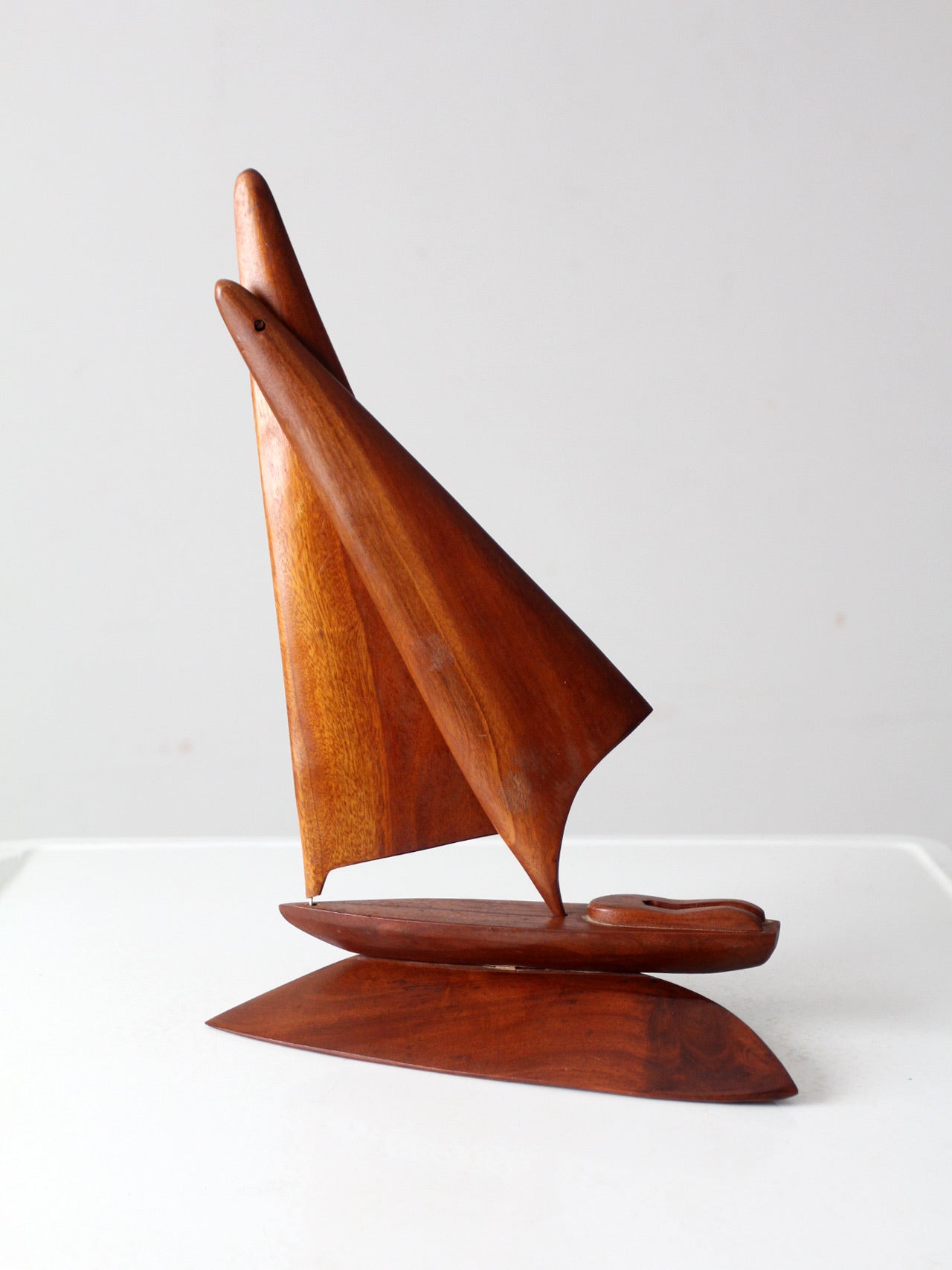 mid century wood sailboat sculpture