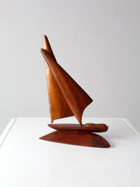 mid century wood sailboat sculpture