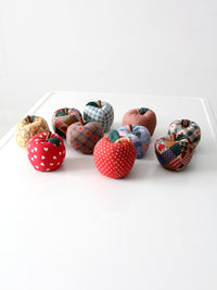vintage hand-made fabric apple ornaments set of 9
