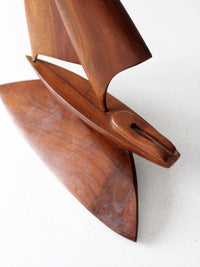 mid century wood sailboat sculpture