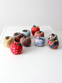 vintage hand-made fabric apple ornaments set of 9