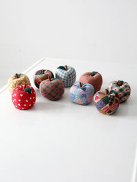 vintage hand-made fabric apple ornaments set of 9