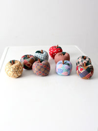 vintage hand-made fabric apple ornaments set of 9