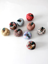 vintage hand-made fabric apple ornaments set of 9