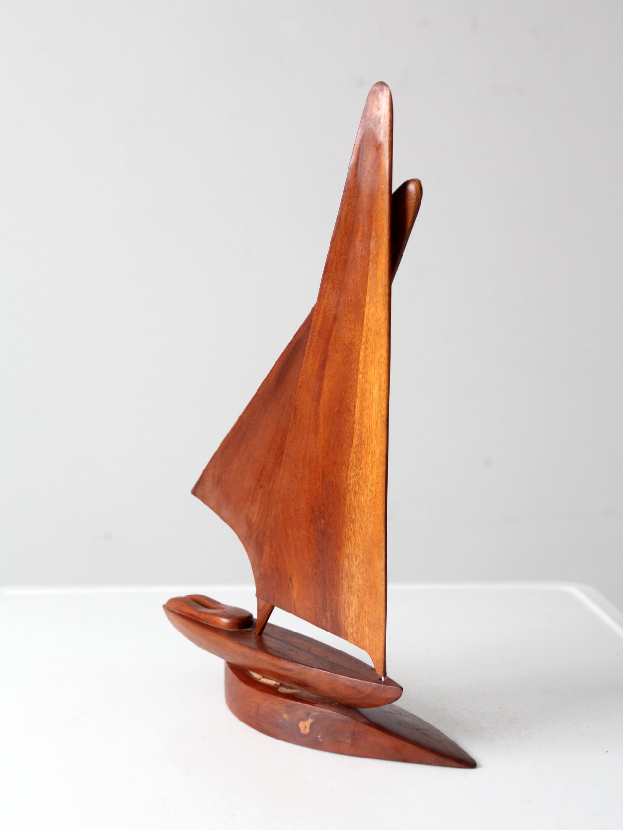 mid century wood sailboat sculpture