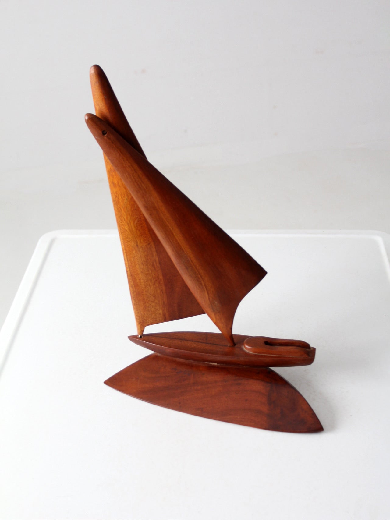 mid century wood sailboat sculpture