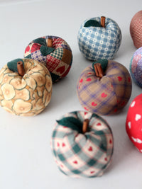 vintage hand-made fabric apple ornaments set of 9