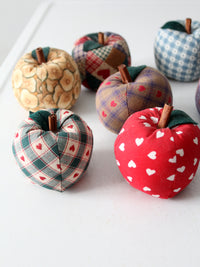 vintage hand-made fabric apple ornaments set of 9