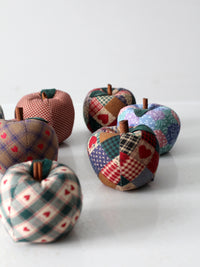vintage hand-made fabric apple ornaments set of 9