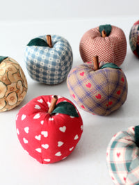 vintage hand-made fabric apple ornaments set of 9
