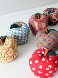 vintage hand-made fabric apple ornaments set of 9