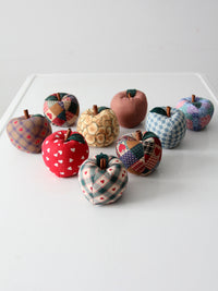 vintage hand-made fabric apple ornaments set of 9