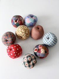 vintage hand-made fabric apple ornaments set of 9