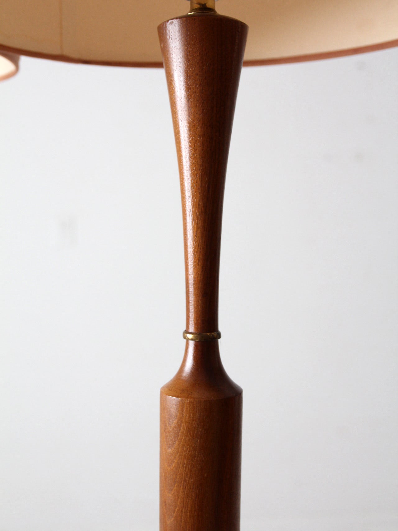 mid century teak table lamps pair