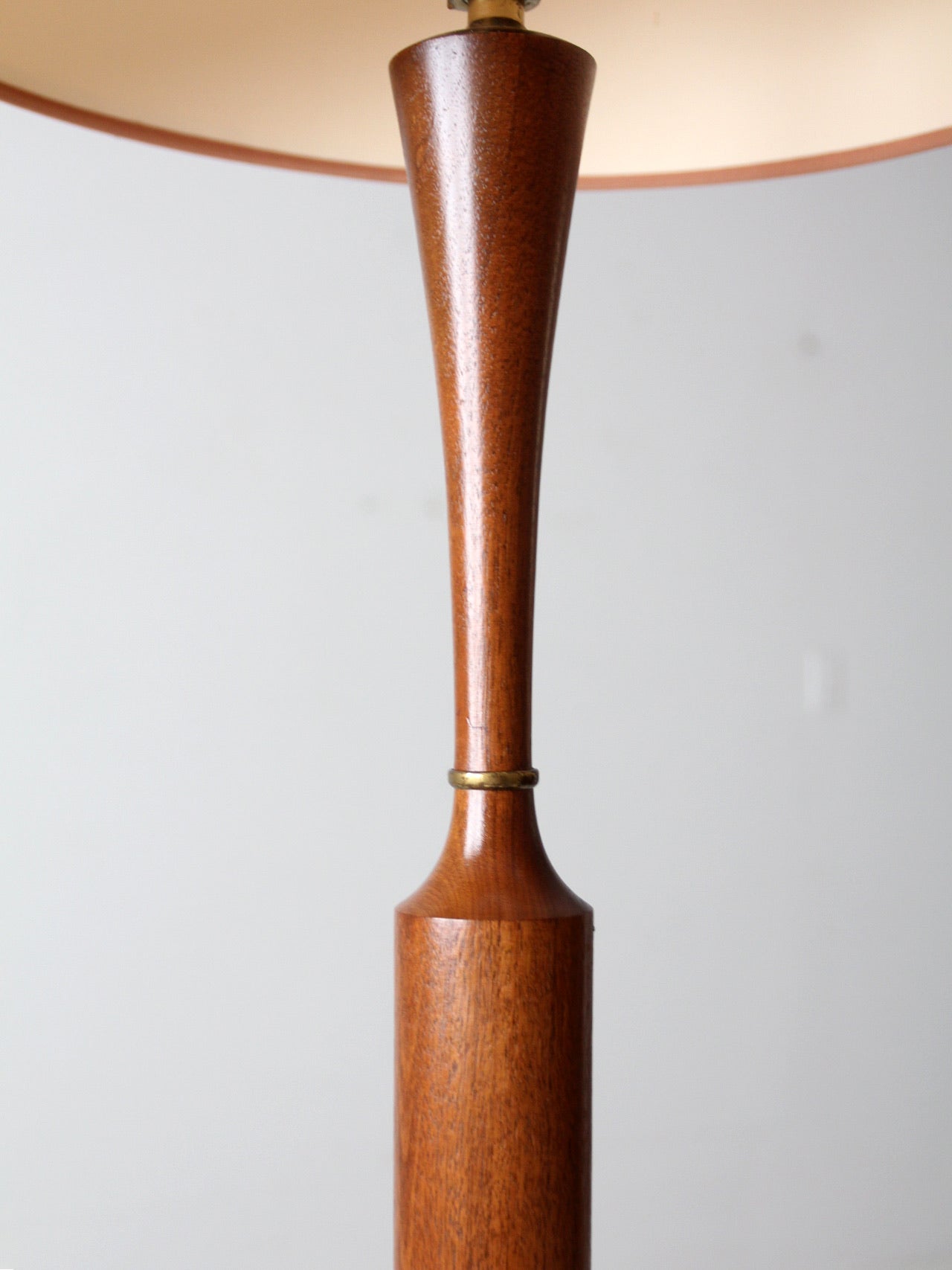 mid century teak table lamps pair