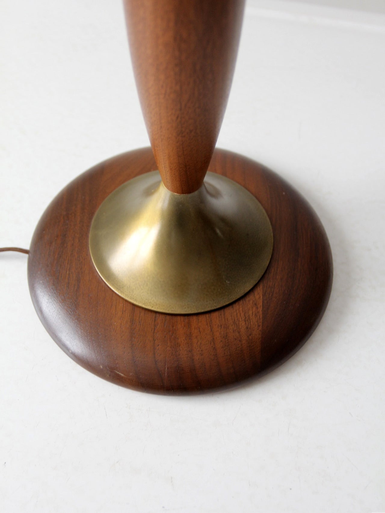 mid century teak table lamps pair
