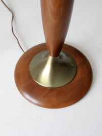 mid century teak table lamps pair