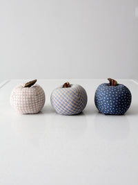 vintage hand made fabric apple ornaments set 3