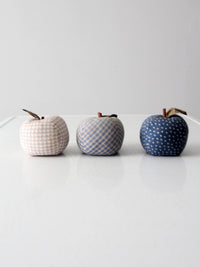 vintage hand made fabric apple ornaments set 3