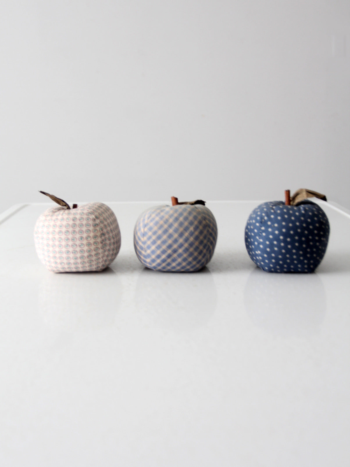 vintage hand made fabric apple ornaments set 3