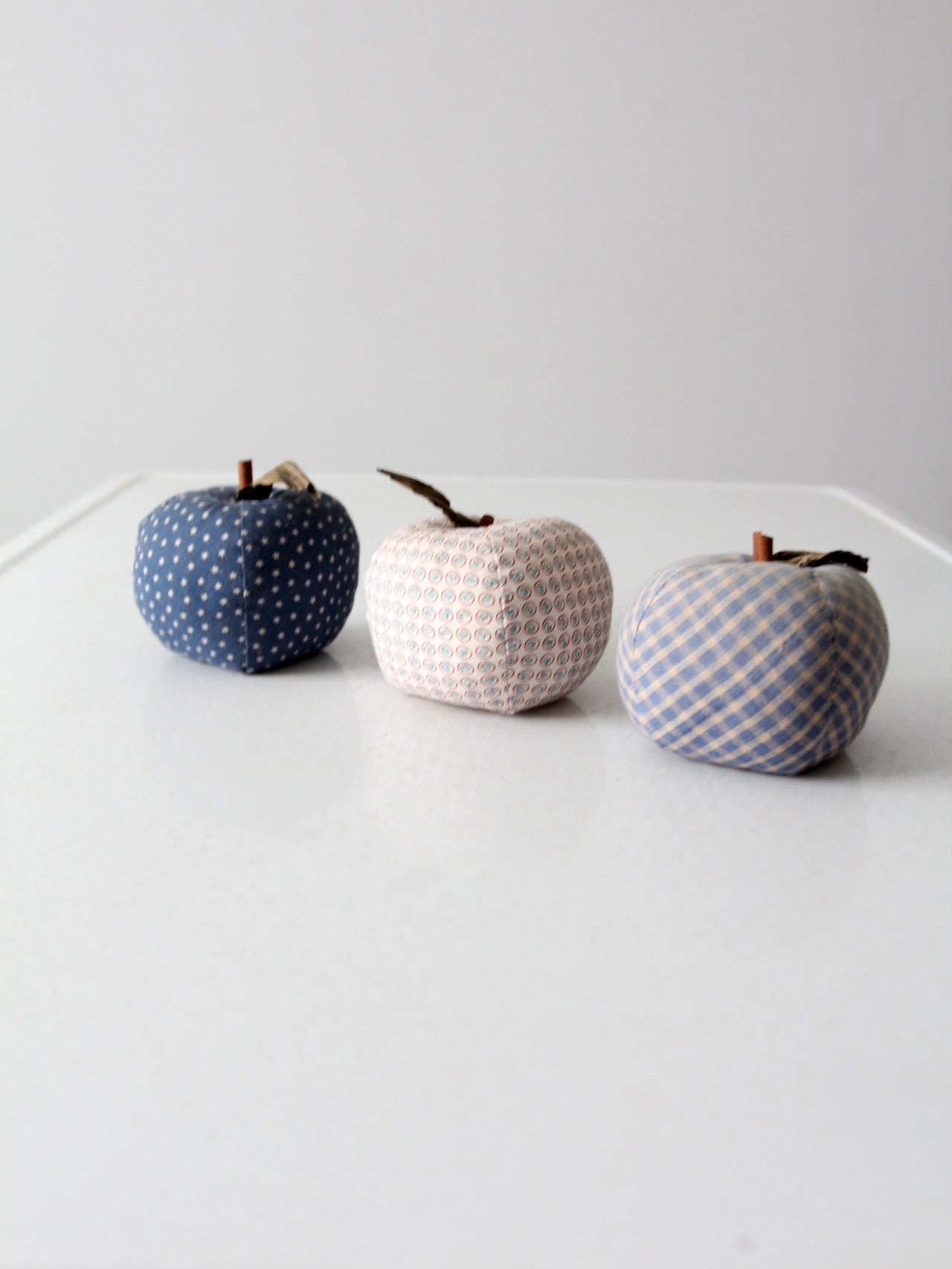 vintage hand made fabric apple ornaments set 3