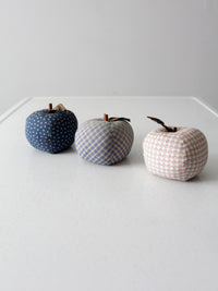 vintage hand made fabric apple ornaments set 3