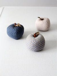 vintage hand made fabric apple ornaments set 3