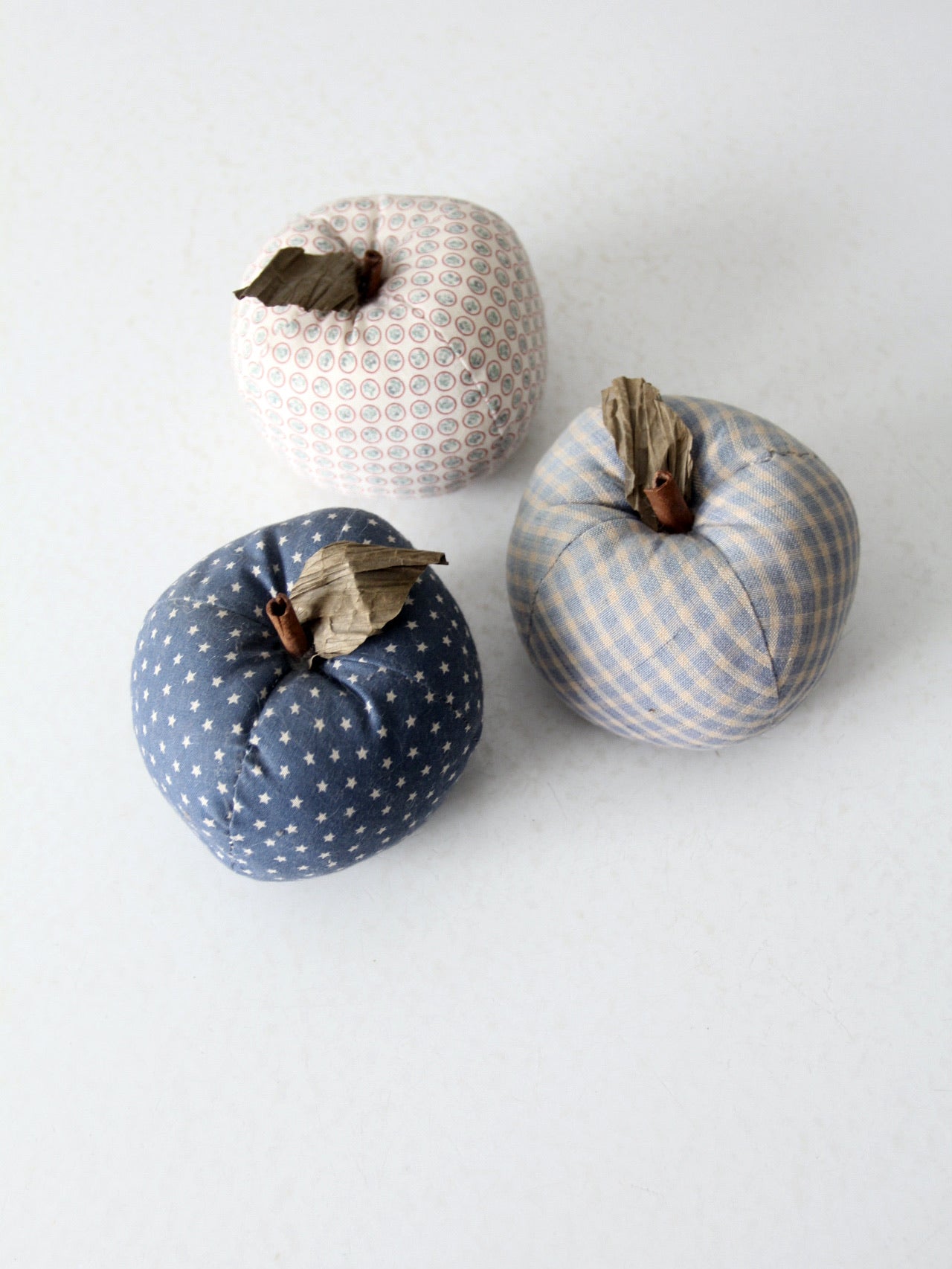 vintage hand made fabric apple ornaments set 3