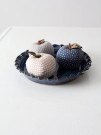 vintage hand made fabric apple ornaments set 3
