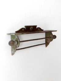 antique primitive wall shelf with towel bar
